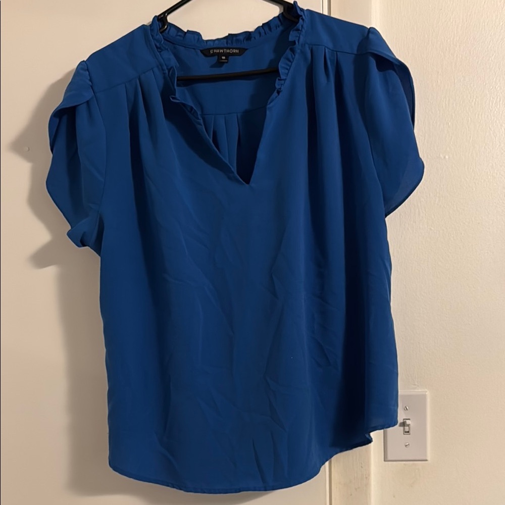 41 Hawthorn Blue Puff Sleeve Blouse Relaxed Fit
